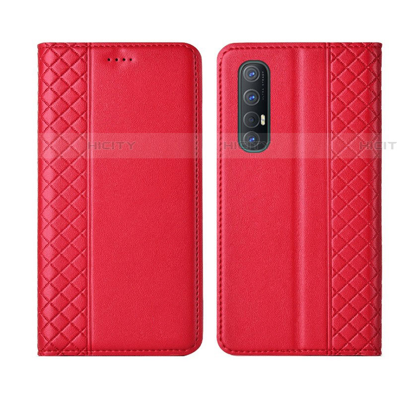 Funda de Cuero Cartera con Soporte Carcasa L04 para Oppo Find X2 Neo Rojo