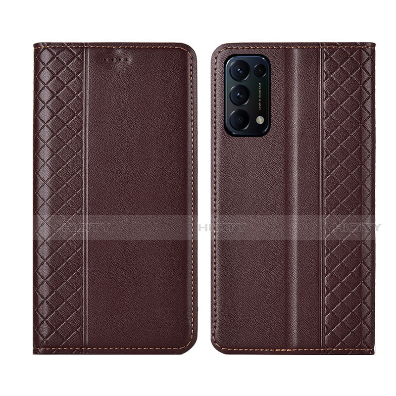 Funda de Cuero Cartera con Soporte Carcasa L04 para Oppo Find X3 Lite 5G Marron