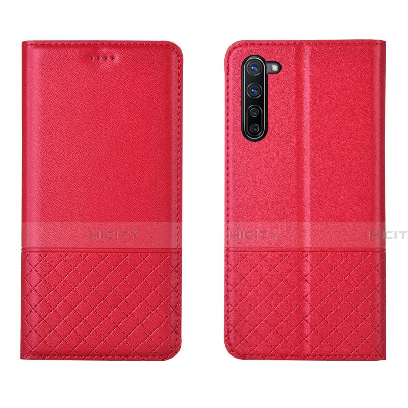 Funda de Cuero Cartera con Soporte Carcasa L04 para Oppo Reno3 Rojo