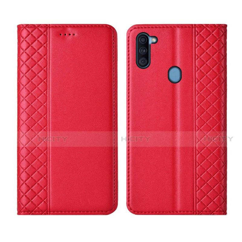 Funda de Cuero Cartera con Soporte Carcasa L04 para Samsung Galaxy A11 Rojo