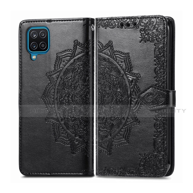 Funda de Cuero Cartera con Soporte Carcasa L04 para Samsung Galaxy A12 Negro