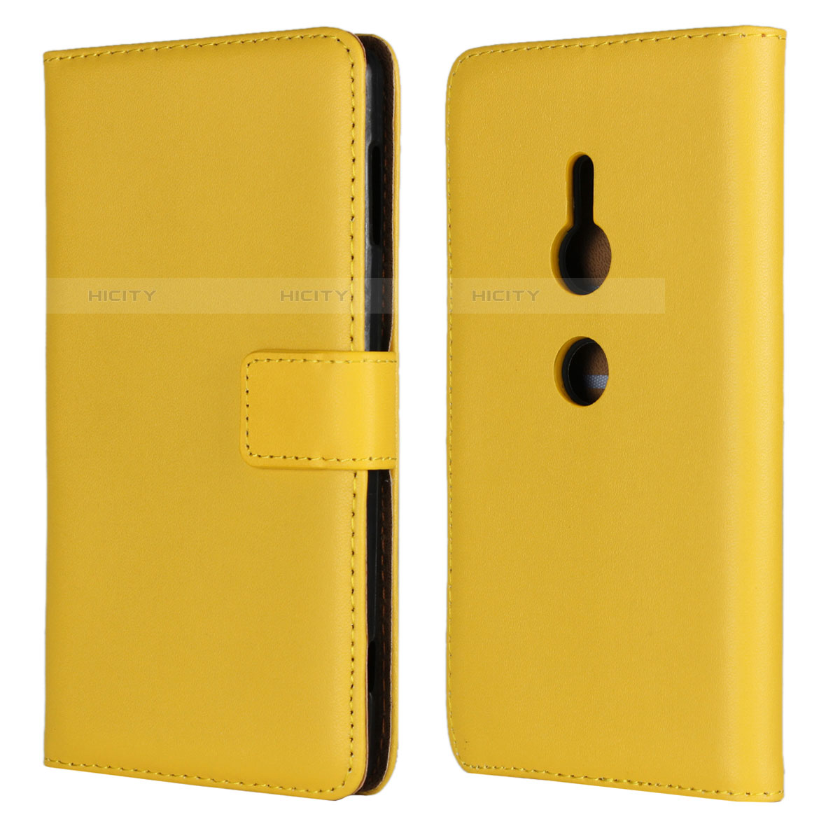 Funda de Cuero Cartera con Soporte Carcasa L04 para Sony Xperia XZ2 Amarillo