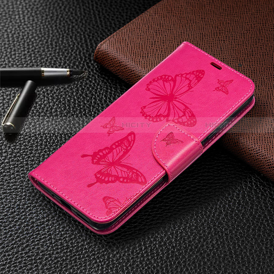 Funda de Cuero Cartera con Soporte Carcasa L04 para Xiaomi Redmi 9 India Rosa Roja