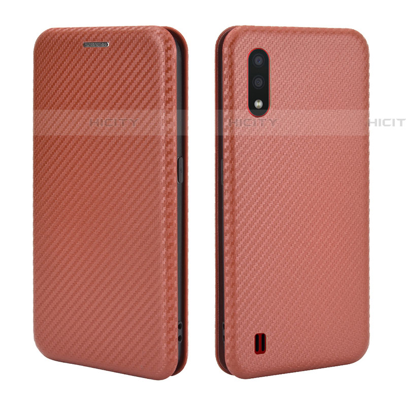 Funda de Cuero Cartera con Soporte Carcasa L04Z para Samsung Galaxy A01 SM-A015 Marron