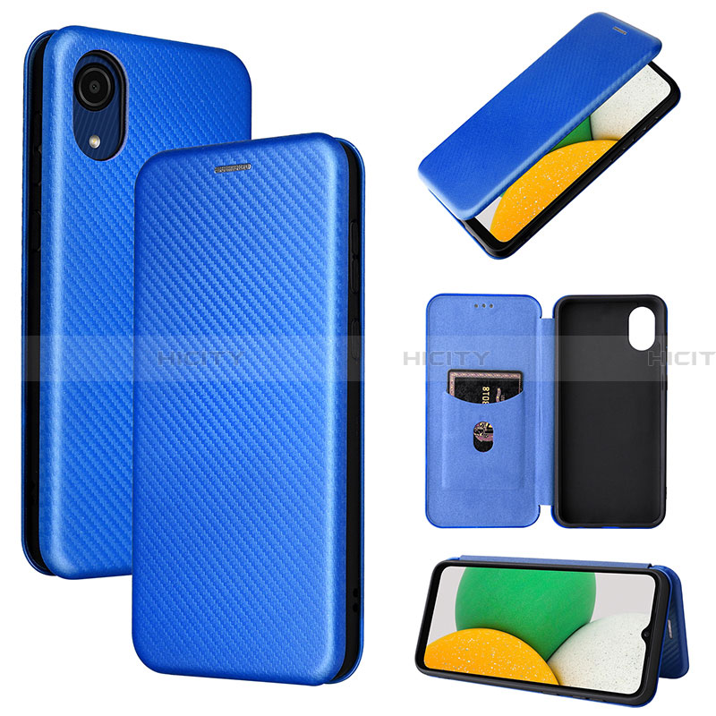 Funda de Cuero Cartera con Soporte Carcasa L04Z para Samsung Galaxy A03 Core Azul