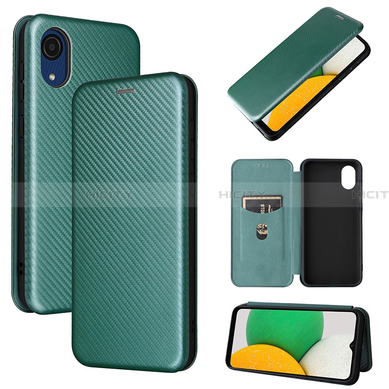 Funda de Cuero Cartera con Soporte Carcasa L04Z para Samsung Galaxy A03 Core Verde