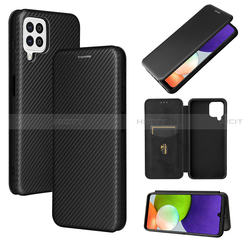 Funda de Cuero Cartera con Soporte Carcasa L04Z para Samsung Galaxy A22 4G Negro