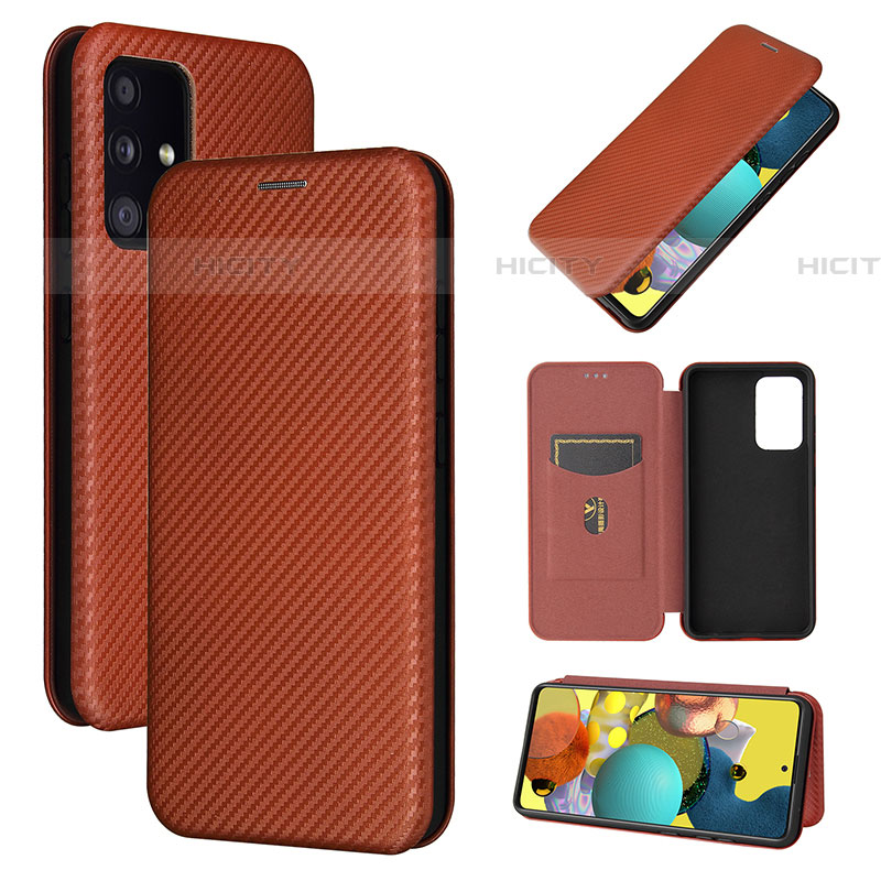 Funda de Cuero Cartera con Soporte Carcasa L04Z para Samsung Galaxy A52 4G Marron