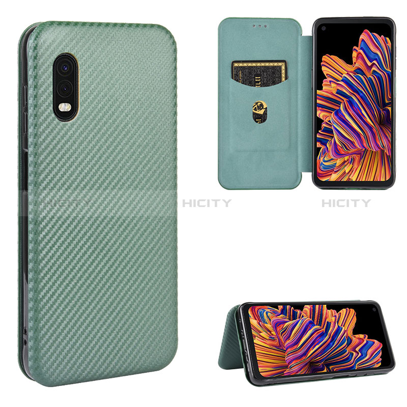 Funda de Cuero Cartera con Soporte Carcasa L04Z para Samsung Galaxy XCover Pro Verde