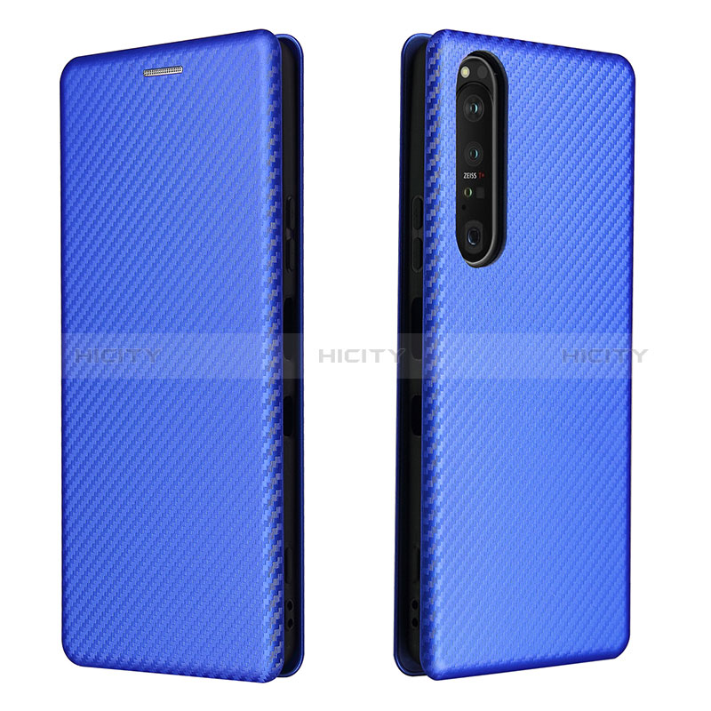 Funda de Cuero Cartera con Soporte Carcasa L04Z para Sony Xperia 1 III Azul