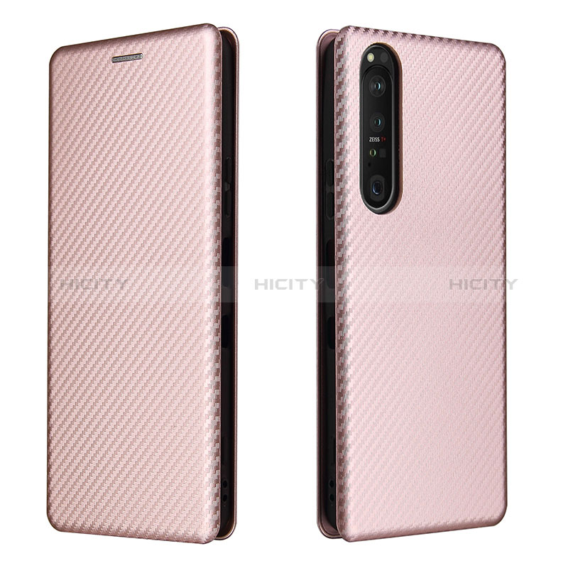 Funda de Cuero Cartera con Soporte Carcasa L04Z para Sony Xperia 1 III Oro Rosa