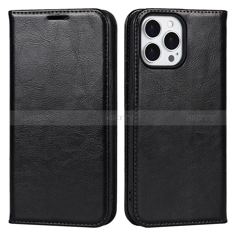 Funda de Cuero Cartera con Soporte Carcasa L05 para Apple iPhone 15 Pro Max Negro