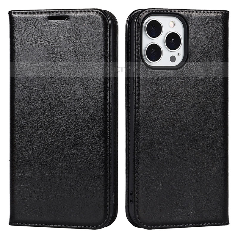 Funda de Cuero Cartera con Soporte Carcasa L05 para Apple iPhone 15 Pro Negro