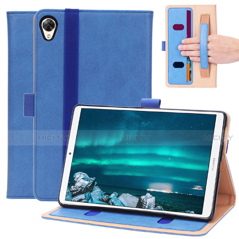 Funda de Cuero Cartera con Soporte Carcasa L05 para Huawei MediaPad M6 8.4 Azul