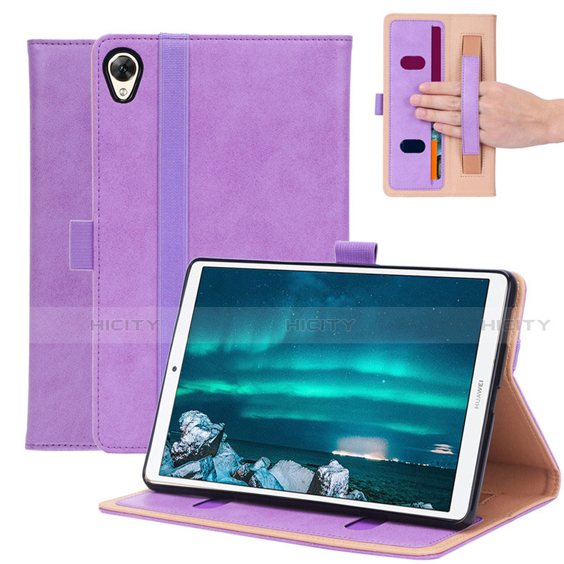 Funda de Cuero Cartera con Soporte Carcasa L05 para Huawei MediaPad M6 8.4 Morado