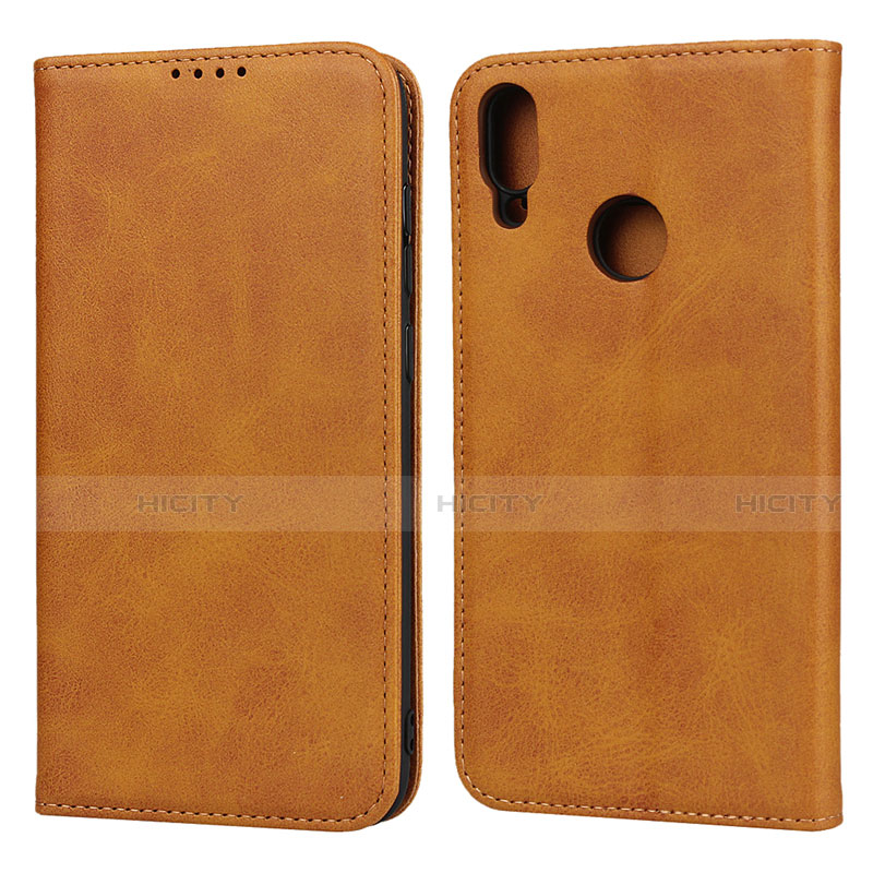 Funda de Cuero Cartera con Soporte Carcasa L05 para Huawei Y7 (2019) Naranja