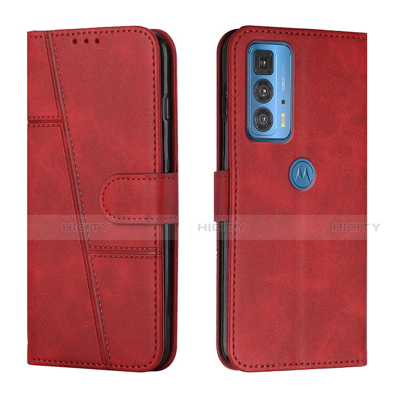 Funda de Cuero Cartera con Soporte Carcasa L05 para Motorola Moto Edge 20 Pro 5G Rojo