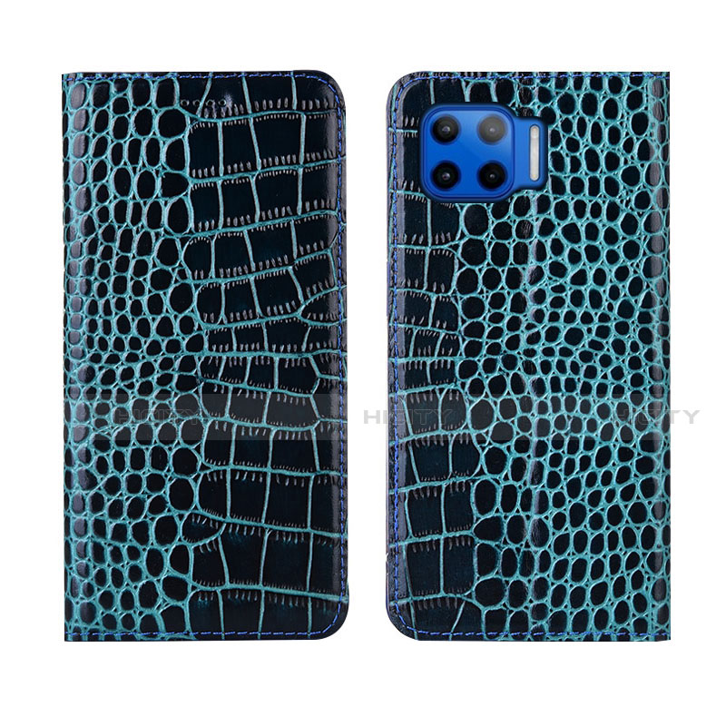 Funda de Cuero Cartera con Soporte Carcasa L05 para Motorola Moto G 5G Plus Azul Cielo