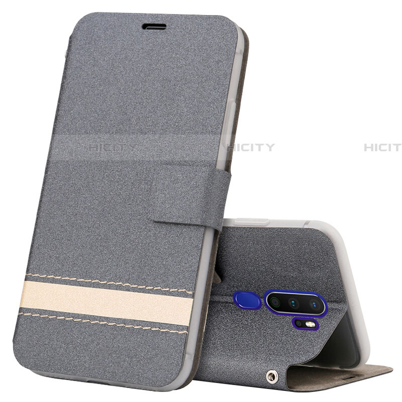 Funda de Cuero Cartera con Soporte Carcasa L05 para Oppo A11 Gris