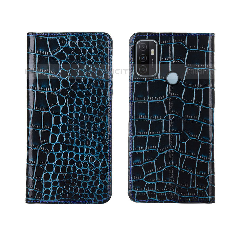 Funda de Cuero Cartera con Soporte Carcasa L05 para Oppo A11s Azul