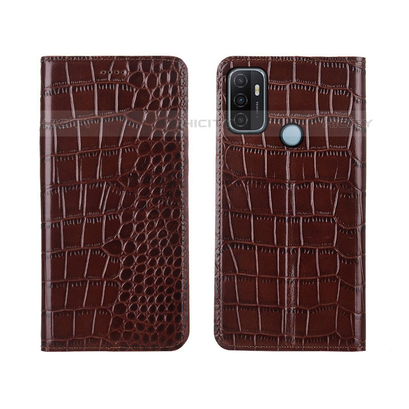 Funda de Cuero Cartera con Soporte Carcasa L05 para Oppo A11s Marron