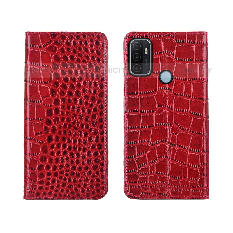 Funda de Cuero Cartera con Soporte Carcasa L05 para Oppo A11s Rojo