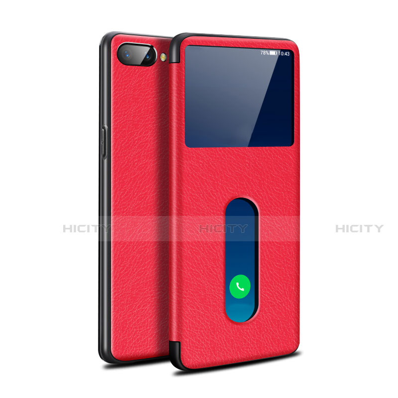 Funda de Cuero Cartera con Soporte Carcasa L05 para Oppo A12e Rojo