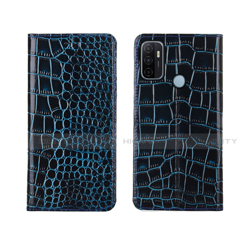 Funda de Cuero Cartera con Soporte Carcasa L05 para Oppo A33 Azul