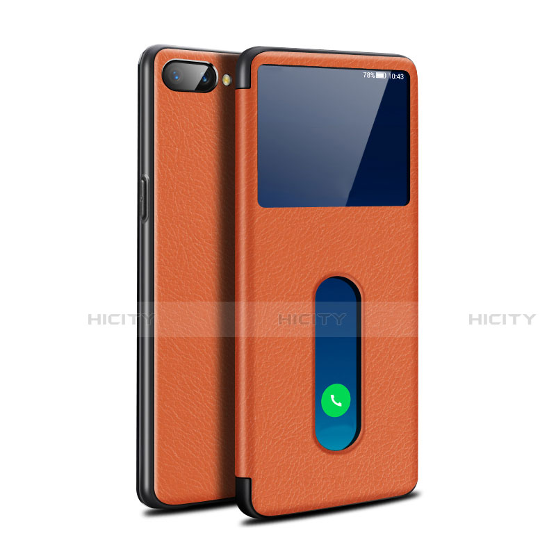 Funda de Cuero Cartera con Soporte Carcasa L05 para Oppo A5 Naranja