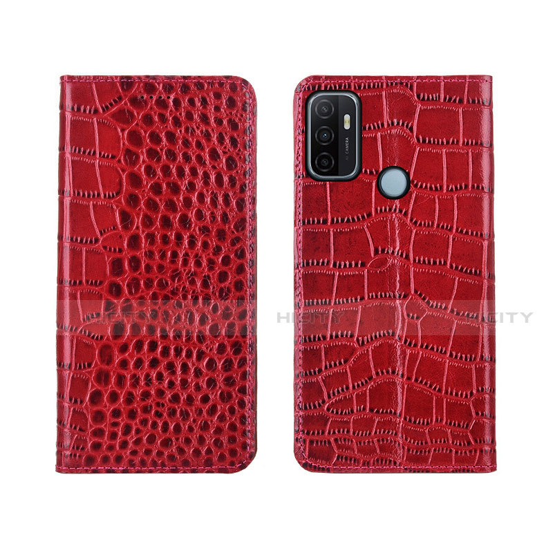 Funda de Cuero Cartera con Soporte Carcasa L05 para Oppo A53 Rojo