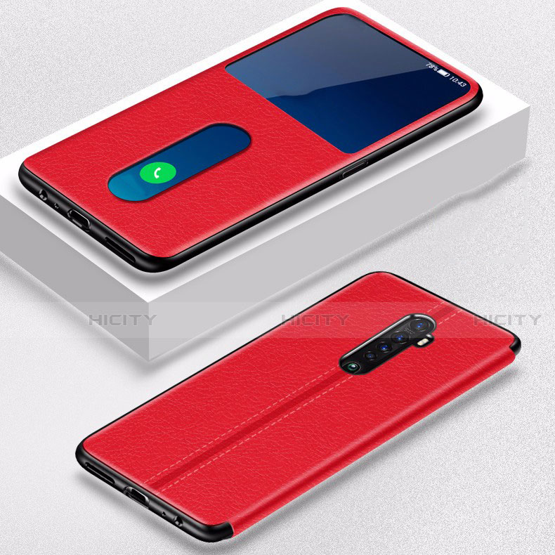 Funda de Cuero Cartera con Soporte Carcasa L05 para Oppo Reno2 Rojo