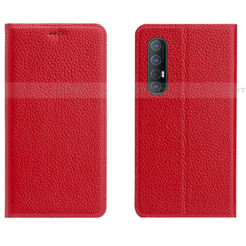 Funda de Cuero Cartera con Soporte Carcasa L05 para Oppo Reno3 Pro Rojo