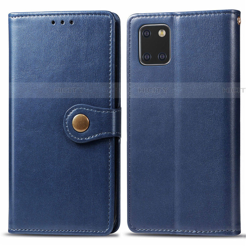 Funda de Cuero Cartera con Soporte Carcasa L05 para Samsung Galaxy A81 Azul