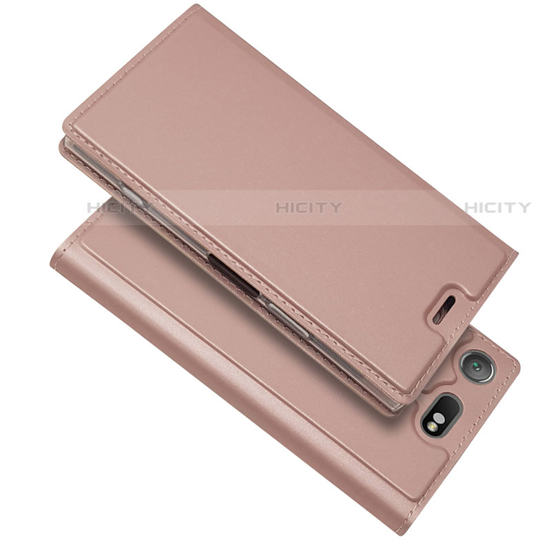 Funda de Cuero Cartera con Soporte Carcasa L05 para Sony Xperia XZ1 Compact Oro Rosa