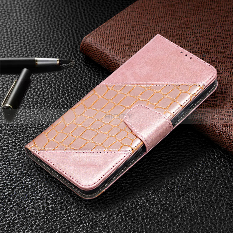 Funda de Cuero Cartera con Soporte Carcasa L05 para Xiaomi POCO C3 Oro Rosa