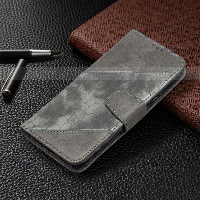 Funda de Cuero Cartera con Soporte Carcasa L05 para Xiaomi Redmi 9 India Gris