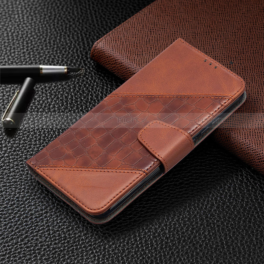 Funda de Cuero Cartera con Soporte Carcasa L05 para Xiaomi Redmi 9 India Marron