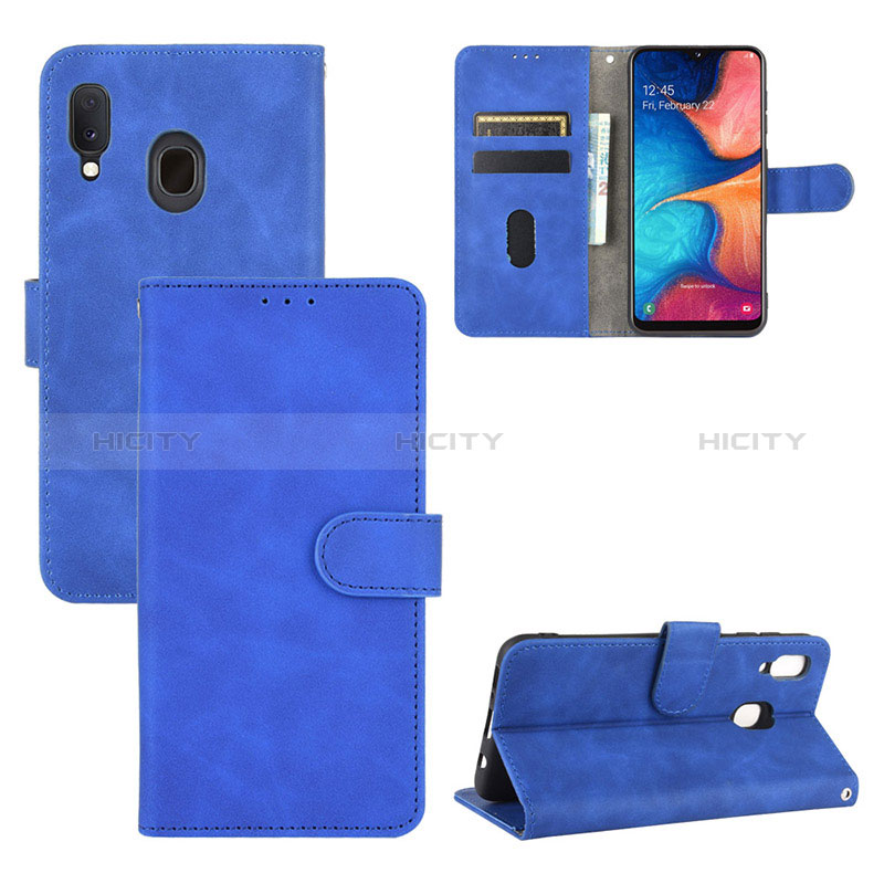 Funda de Cuero Cartera con Soporte Carcasa L05Z para Samsung Galaxy A20 Azul