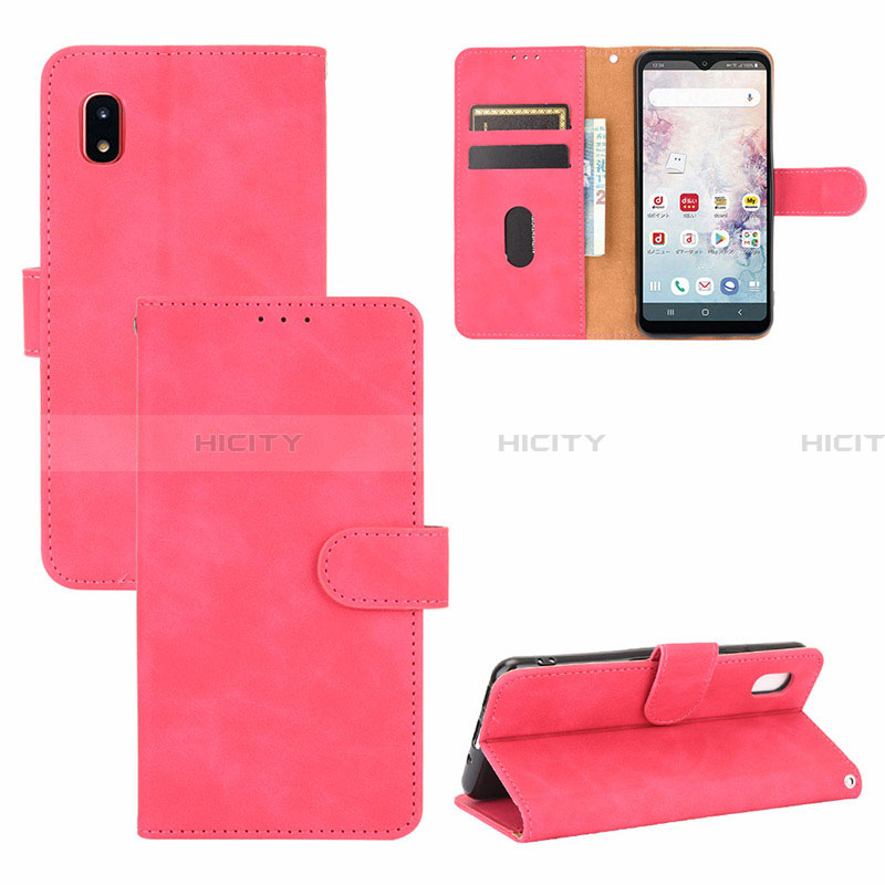 Funda de Cuero Cartera con Soporte Carcasa L05Z para Samsung Galaxy A20 SC-02M SCV46 Rosa Roja