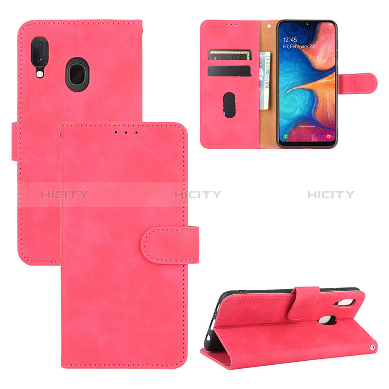 Funda de Cuero Cartera con Soporte Carcasa L05Z para Samsung Galaxy A30 Rosa Roja