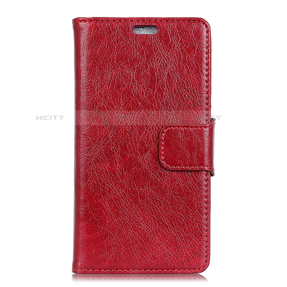 Funda de Cuero Cartera con Soporte Carcasa L06 para Alcatel 1X (2019) Rojo