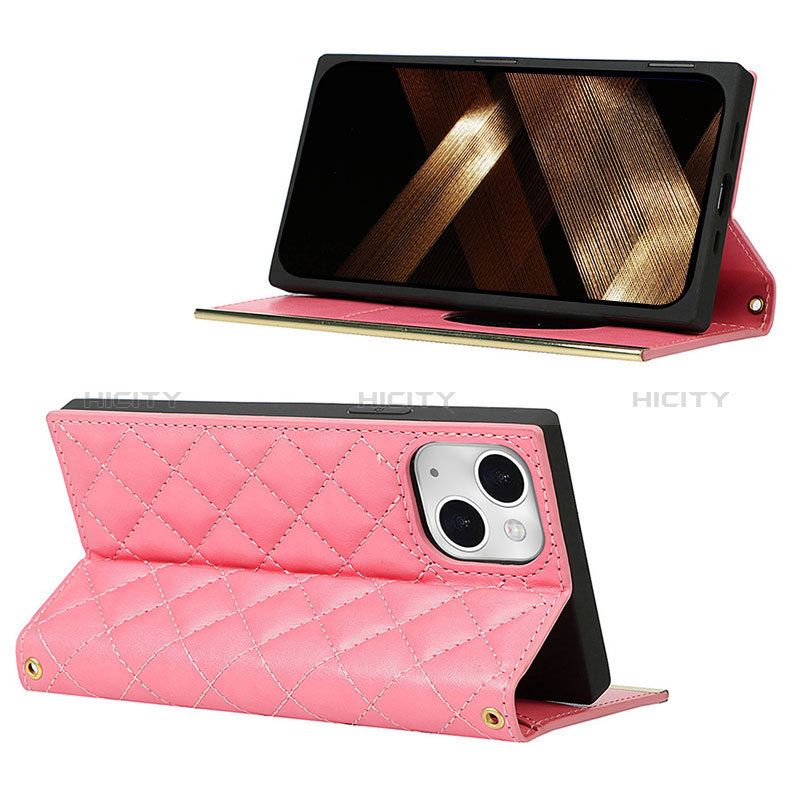 Funda de Cuero Cartera con Soporte Carcasa L06 para Apple iPhone 15