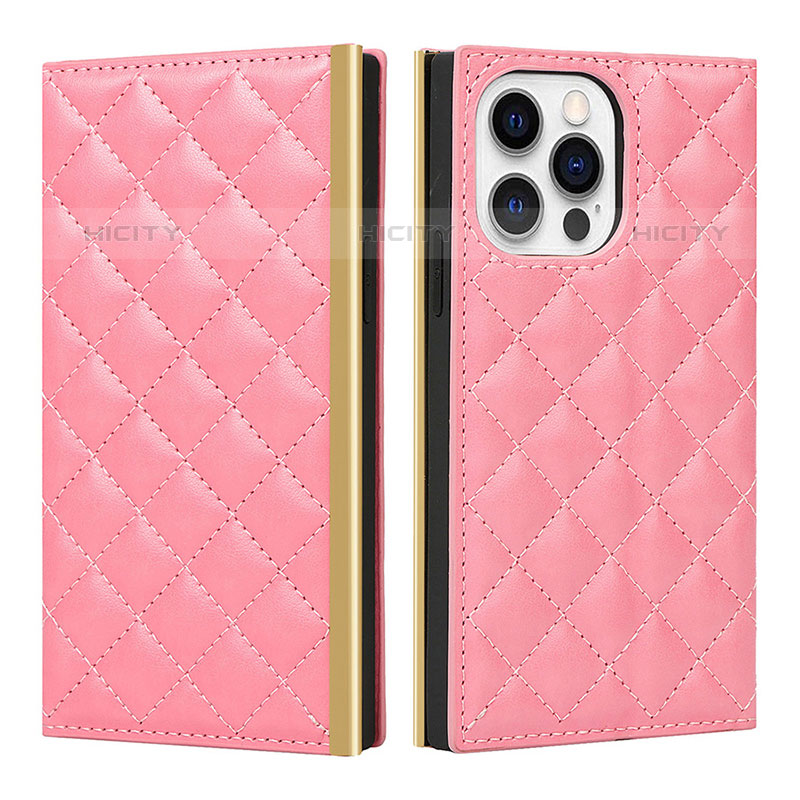 Funda de Cuero Cartera con Soporte Carcasa L06 para Apple iPhone 15 Pro Rosa