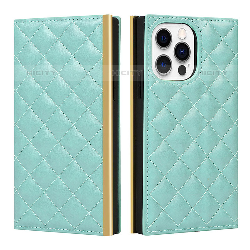 Funda de Cuero Cartera con Soporte Carcasa L06 para Apple iPhone 15 Pro Verde