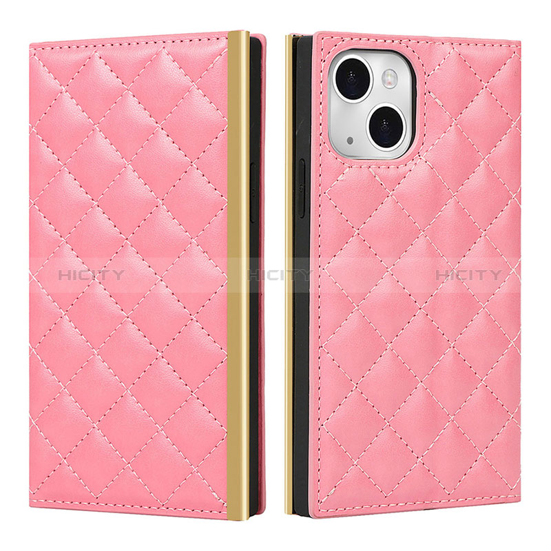 Funda de Cuero Cartera con Soporte Carcasa L06 para Apple iPhone 15 Rosa