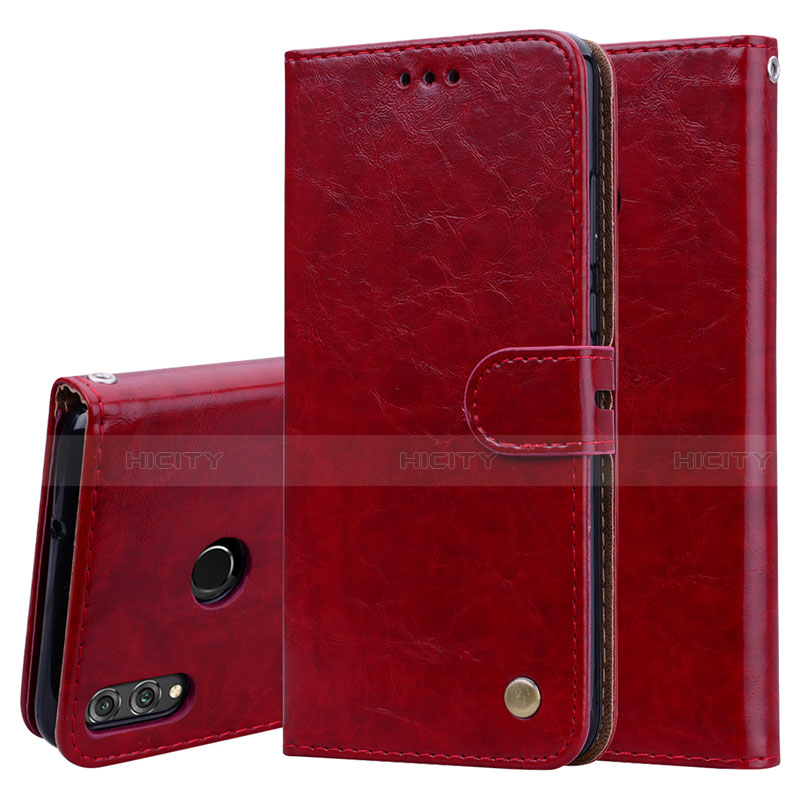 Funda de Cuero Cartera con Soporte Carcasa L06 para Huawei Honor 8X Rojo