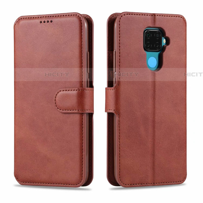 Funda de Cuero Cartera con Soporte Carcasa L06 para Huawei Nova 5i Pro Marron