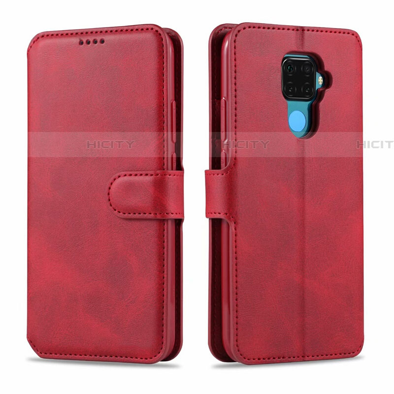 Funda de Cuero Cartera con Soporte Carcasa L06 para Huawei Nova 5i Pro Rojo