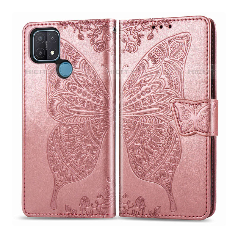 Funda de Cuero Cartera con Soporte Carcasa L06 para Oppo A35 Oro Rosa