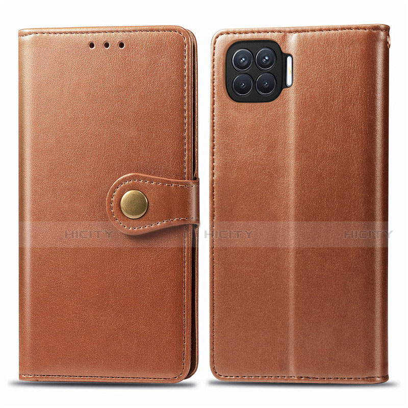 Funda de Cuero Cartera con Soporte Carcasa L06 para Oppo F17 Pro Marron